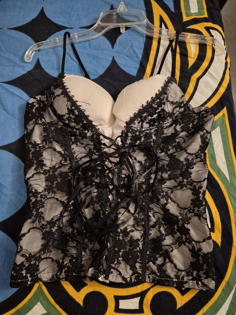 Rue21 White Smocked Cami with Black Straps